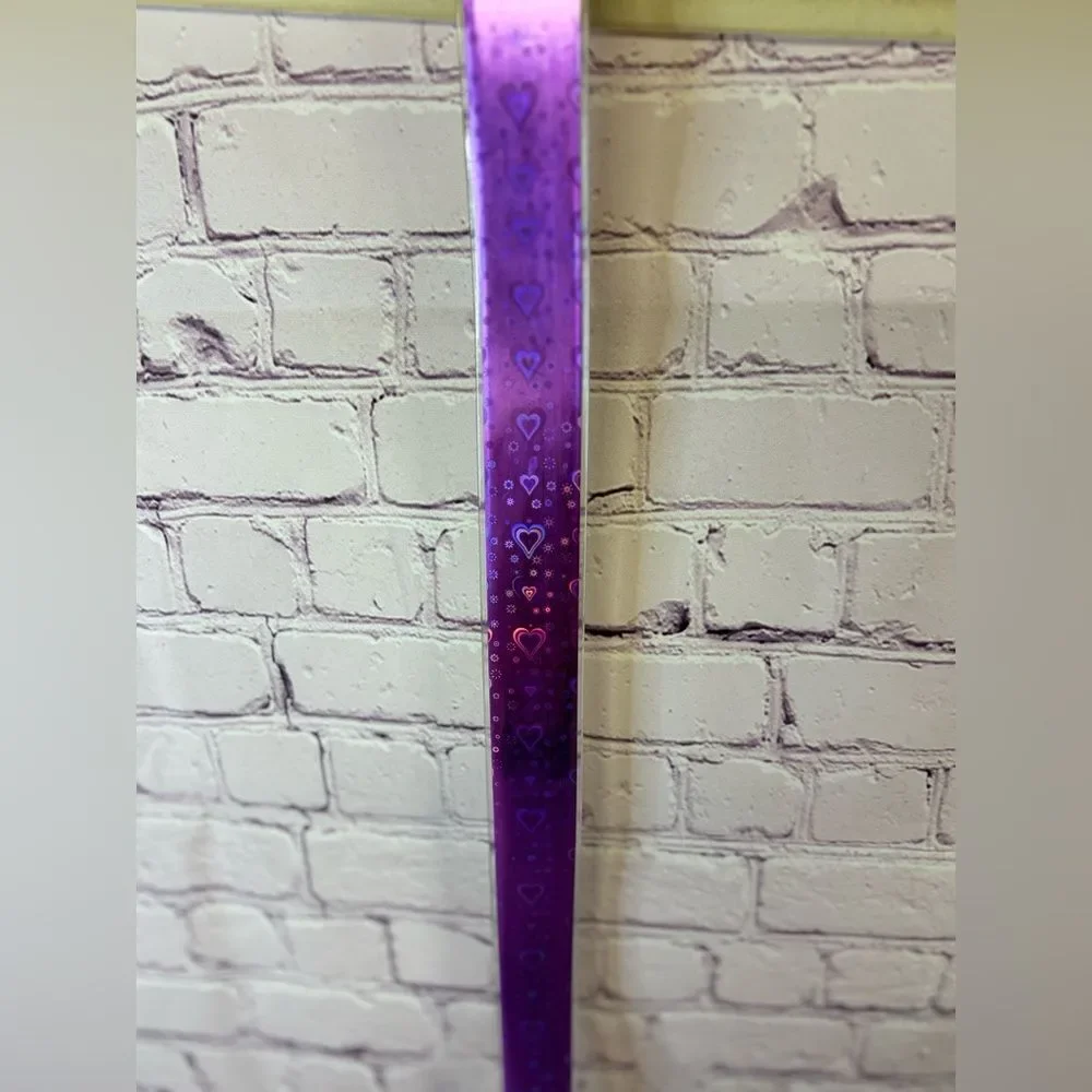 Iridescent Purple Silver Oil Slick Heart 90s Rave Club Plastic Wide Retro Belt